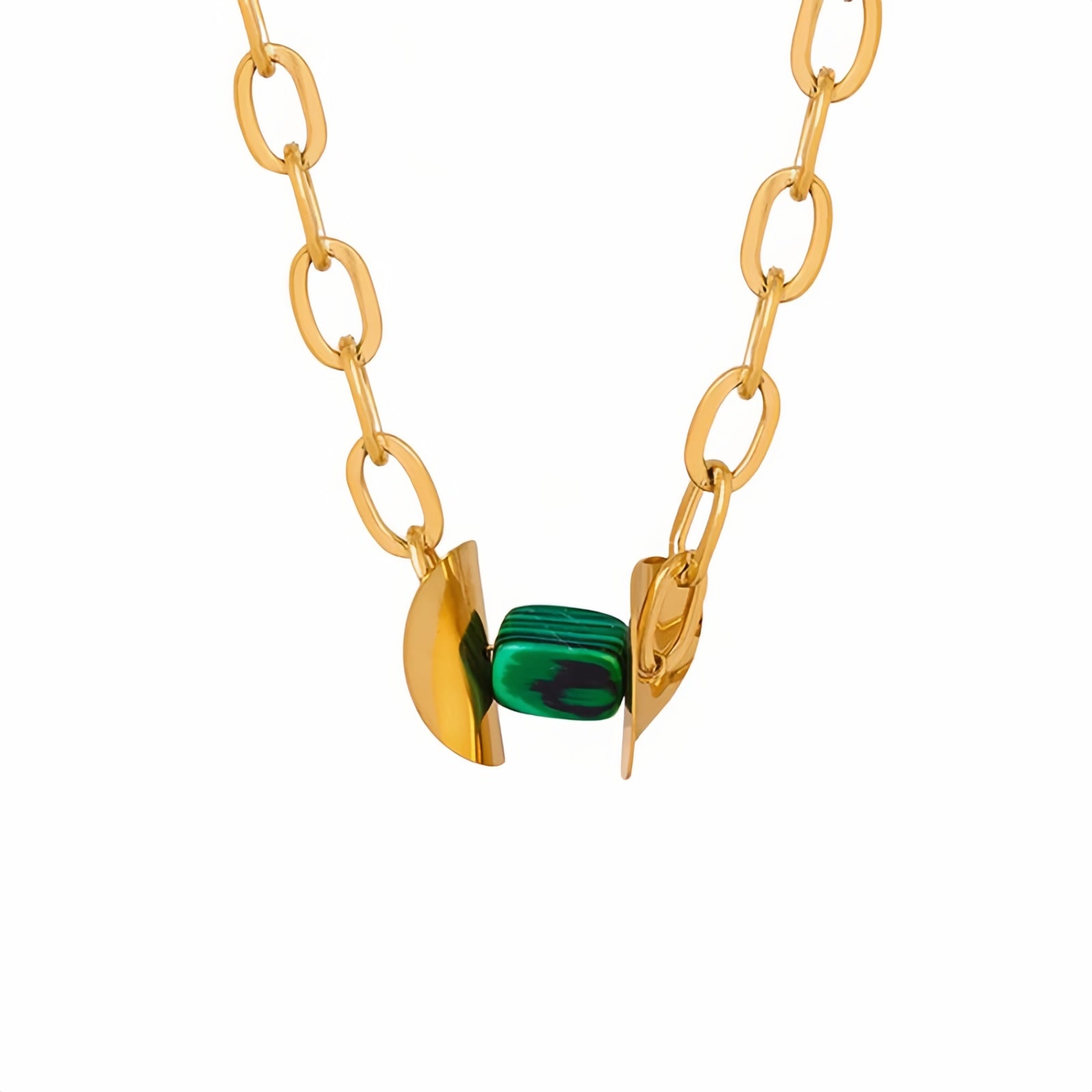 Collana con Pendente in Pietra Naturale e Acciaio Titanio