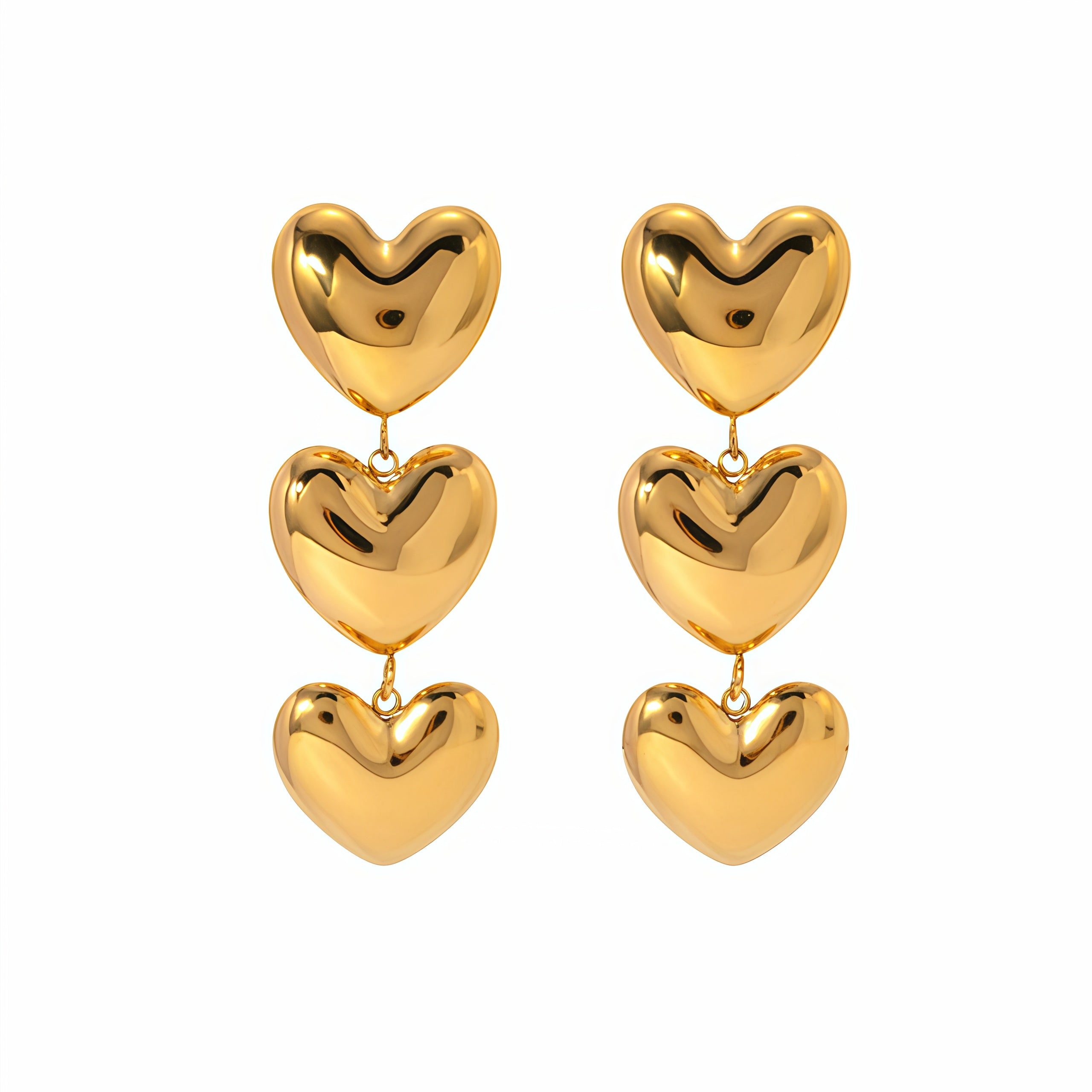 Orecchini Cuore in Acciaio Dorato - Eleganza Senza Tempo