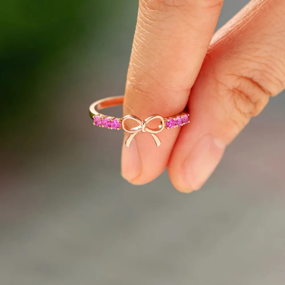 Anello Fiocco in Argento 925 con Placcatura Rosa