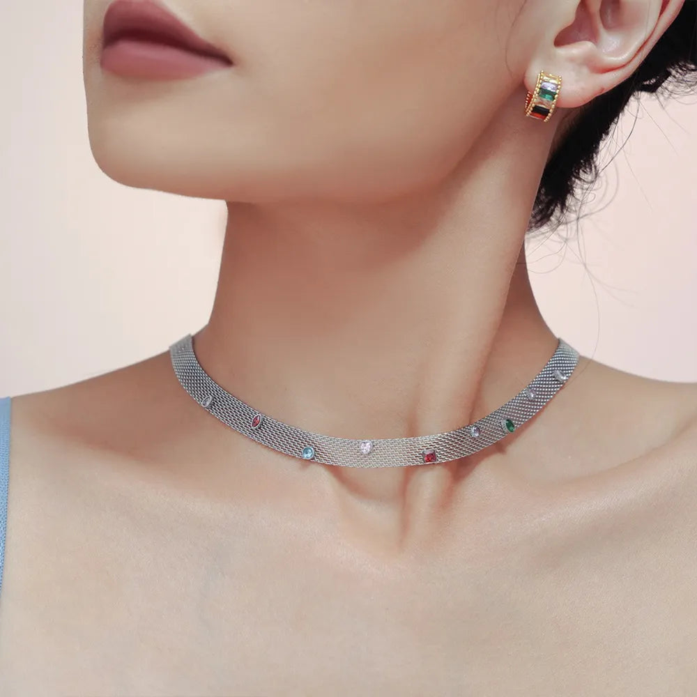 Collana Geometrica con Zirconi Colorati