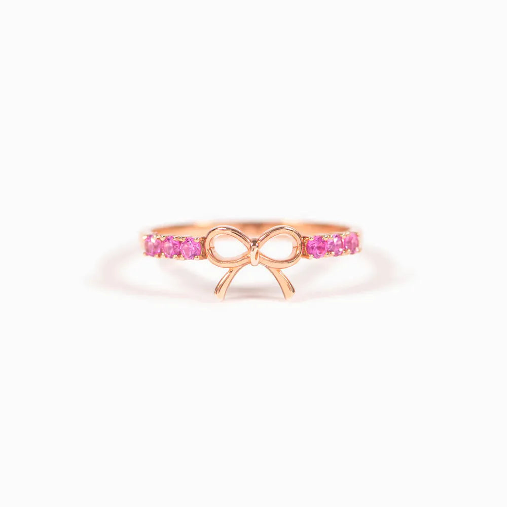 Anello Fiocco in Argento 925 con Placcatura Rosa