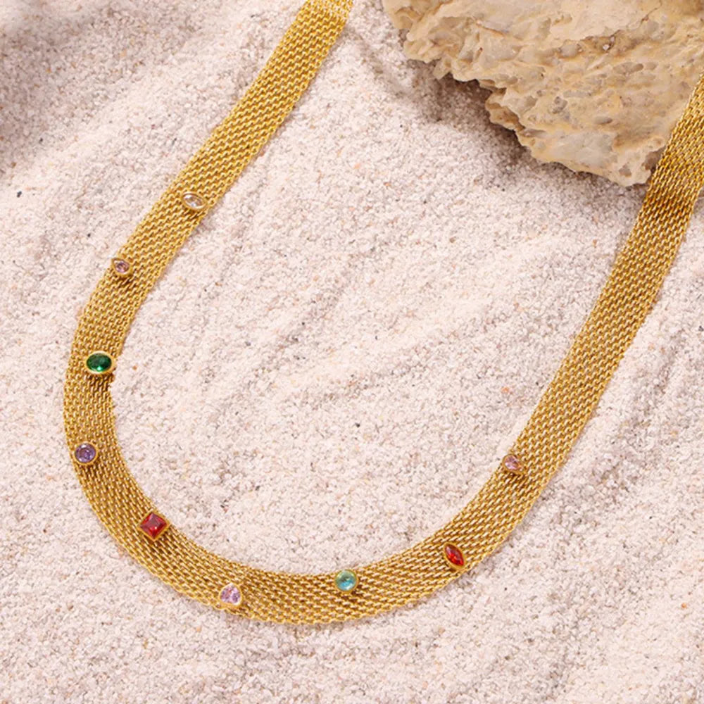 Collana Geometrica con Zirconi Colorati