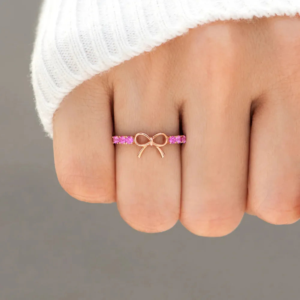 Anello Fiocco in Argento 925 con Placcatura Rosa