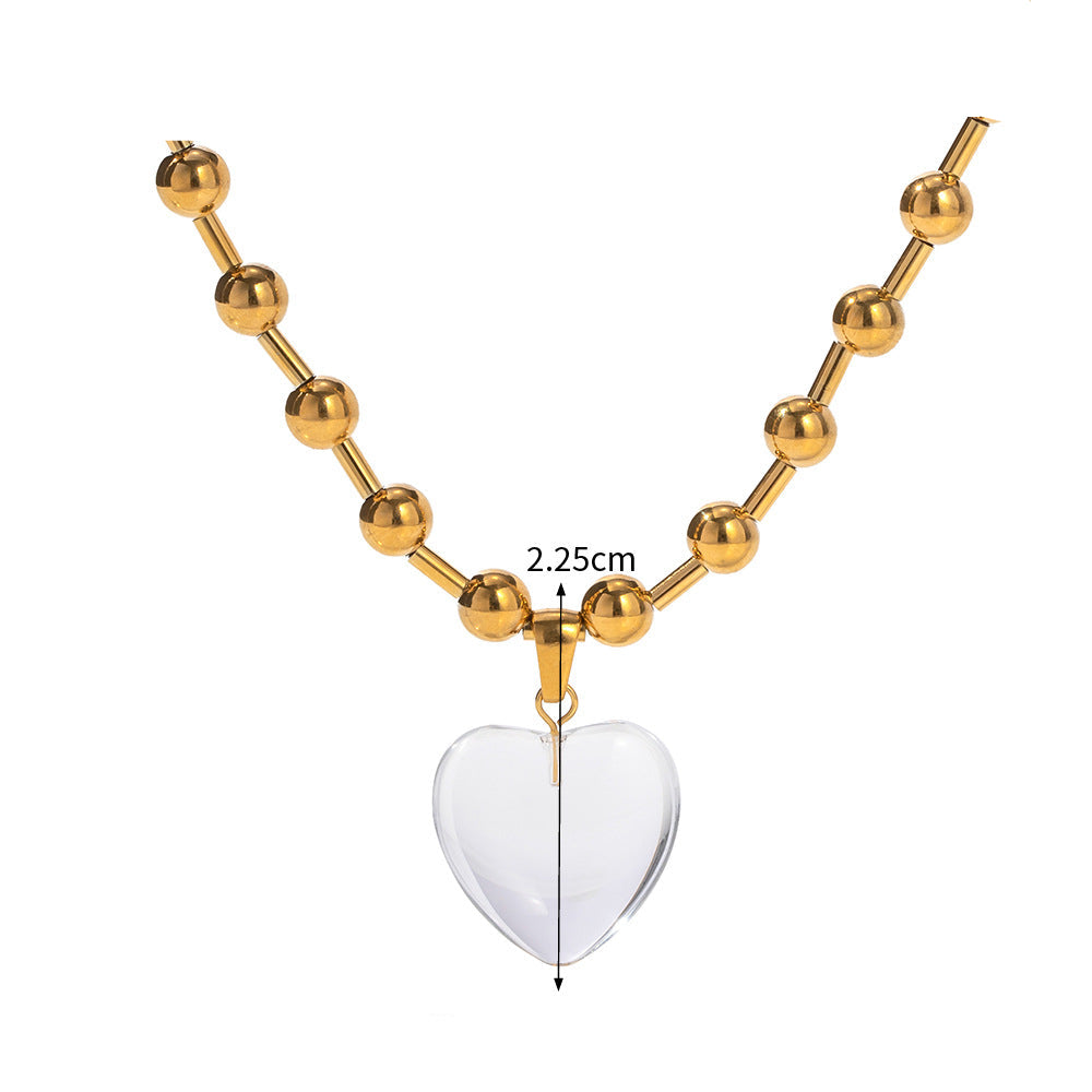 Collana Cuore Trasparente con Perline - Eleganza Delicata