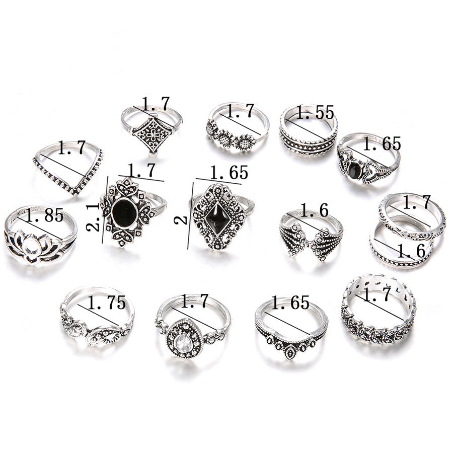 Set di 15 Anelli Vintage in Lega - Stile Bohémien senza Confini