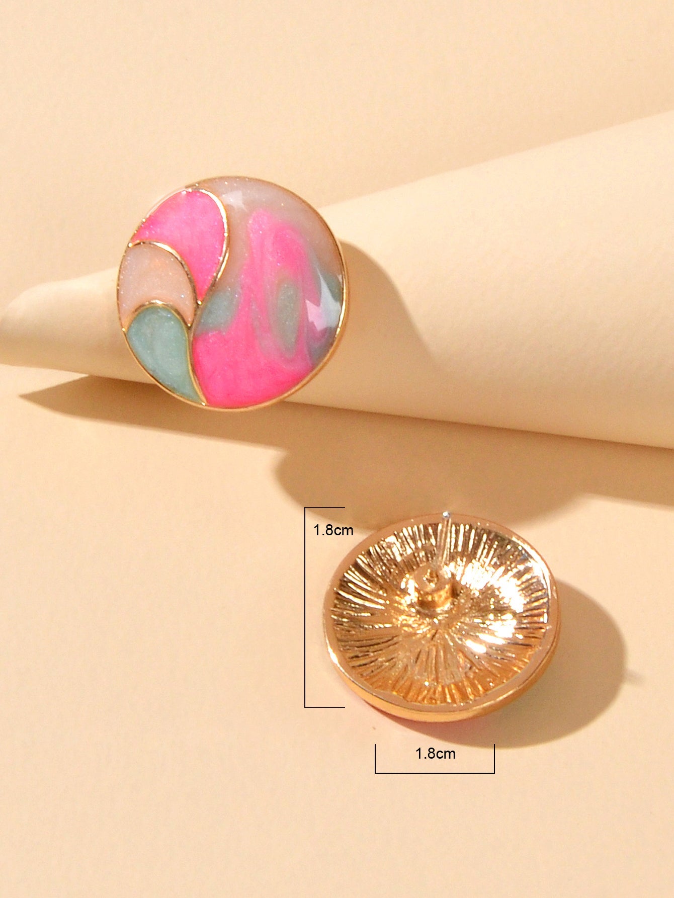 Multi-Colour Enamel Round Hypoallergenic Earrings