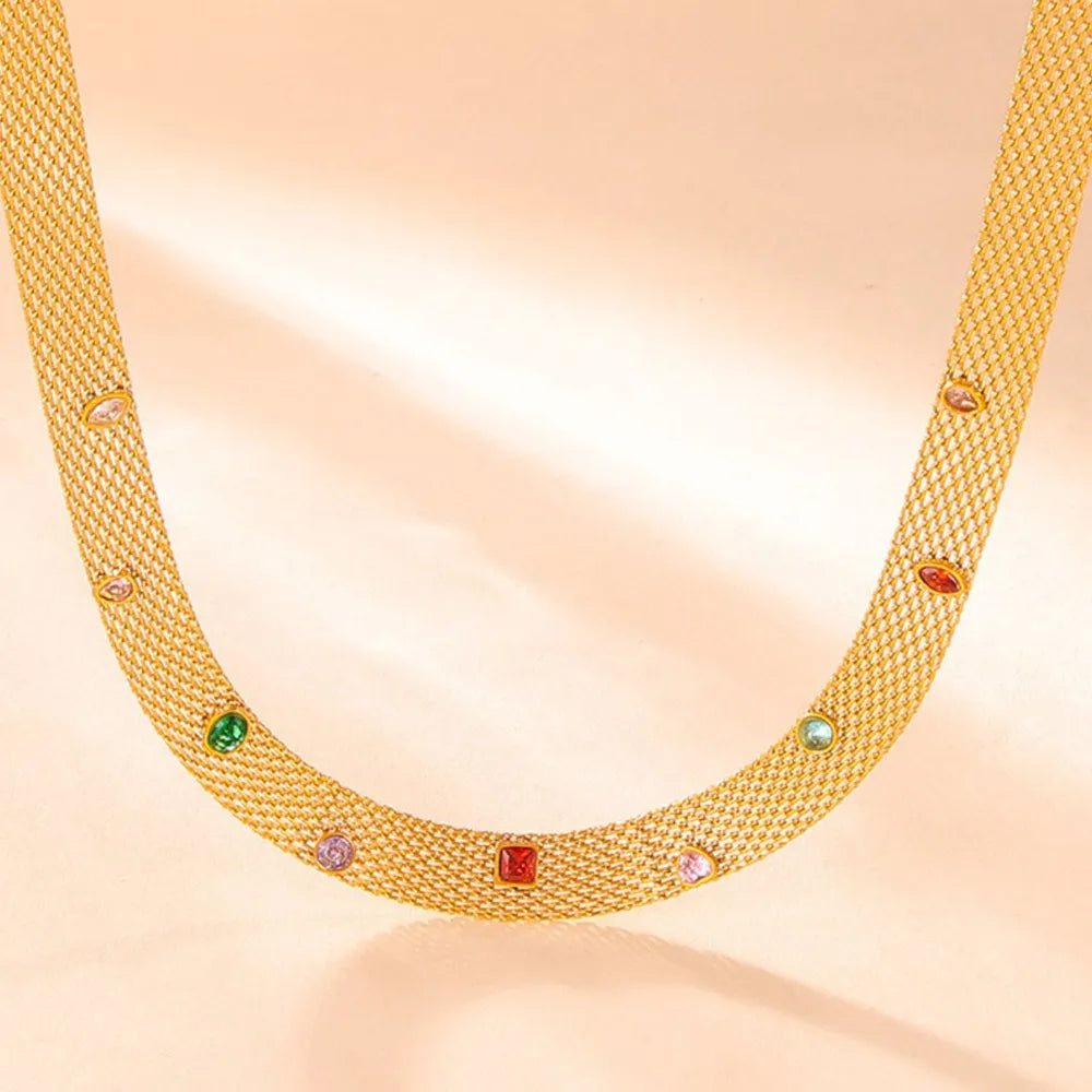 Collana Geometrica con Zirconi Colorati