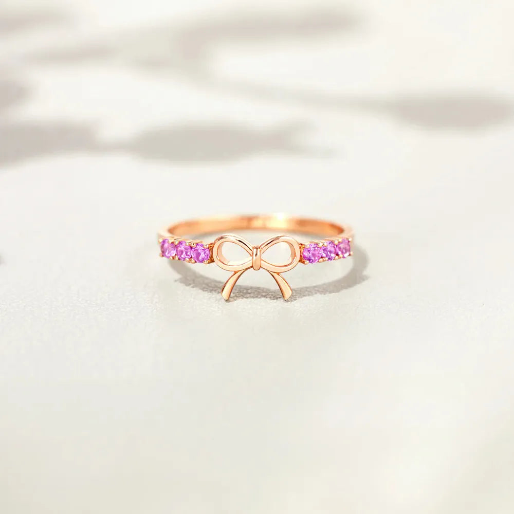 Anello Fiocco in Argento 925 con Placcatura Rosa
