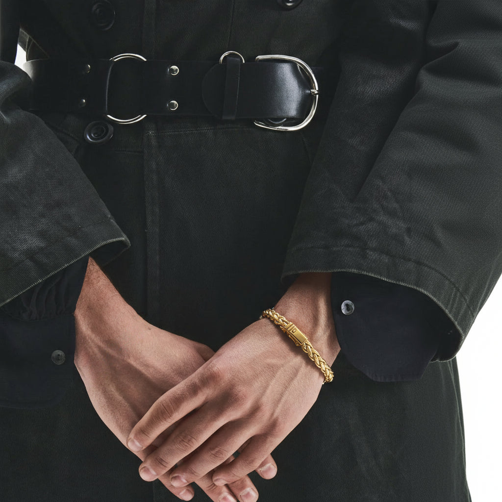 "Trama Imperiale" – Bracciale Estellamare intrecciato in acciaio IP oro