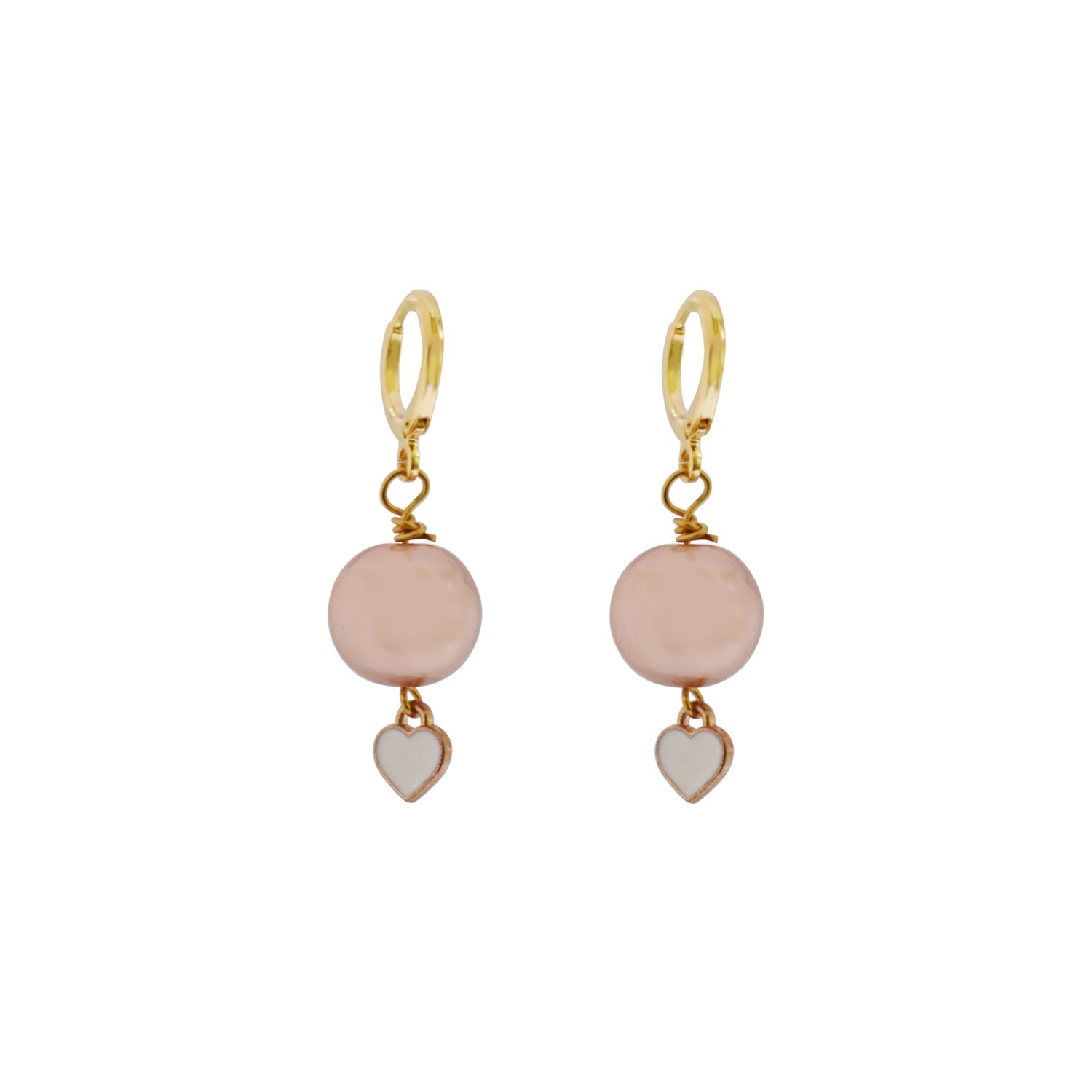 White Heart Huggie Earrings: Cuori Rosa che Conquistano