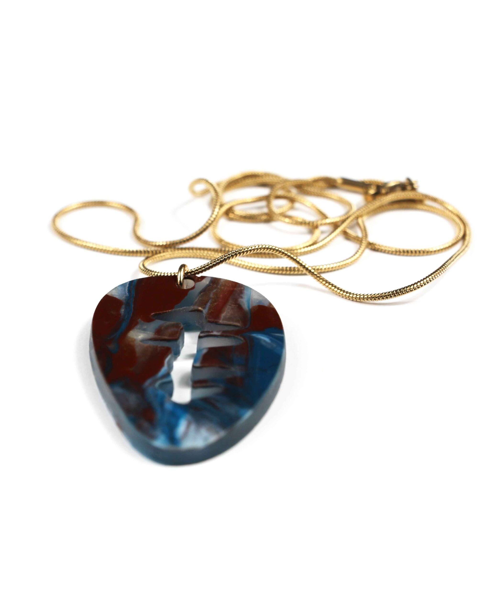 Galassia Marmorizzata – Collana Blu, Marrone, Bianco & Oro