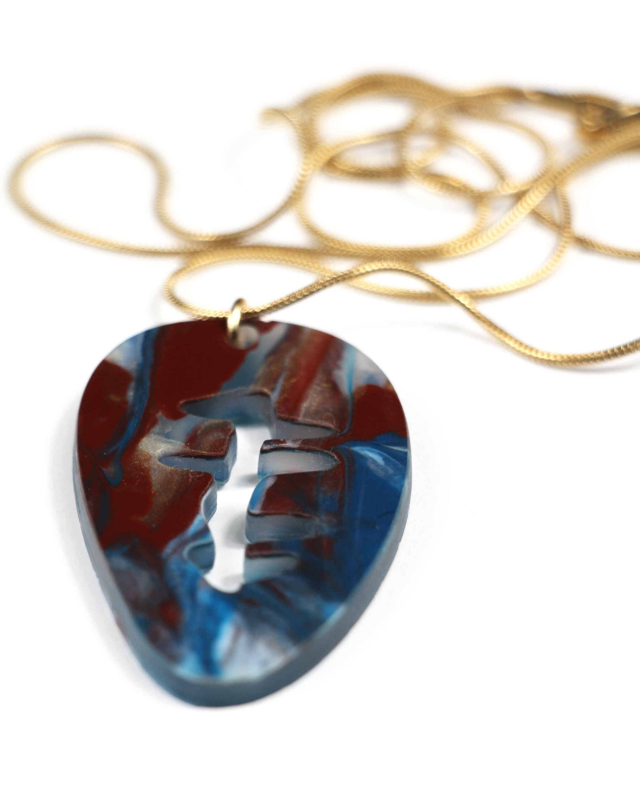 Galassia Marmorizzata – Collana Blu, Marrone, Bianco & Oro