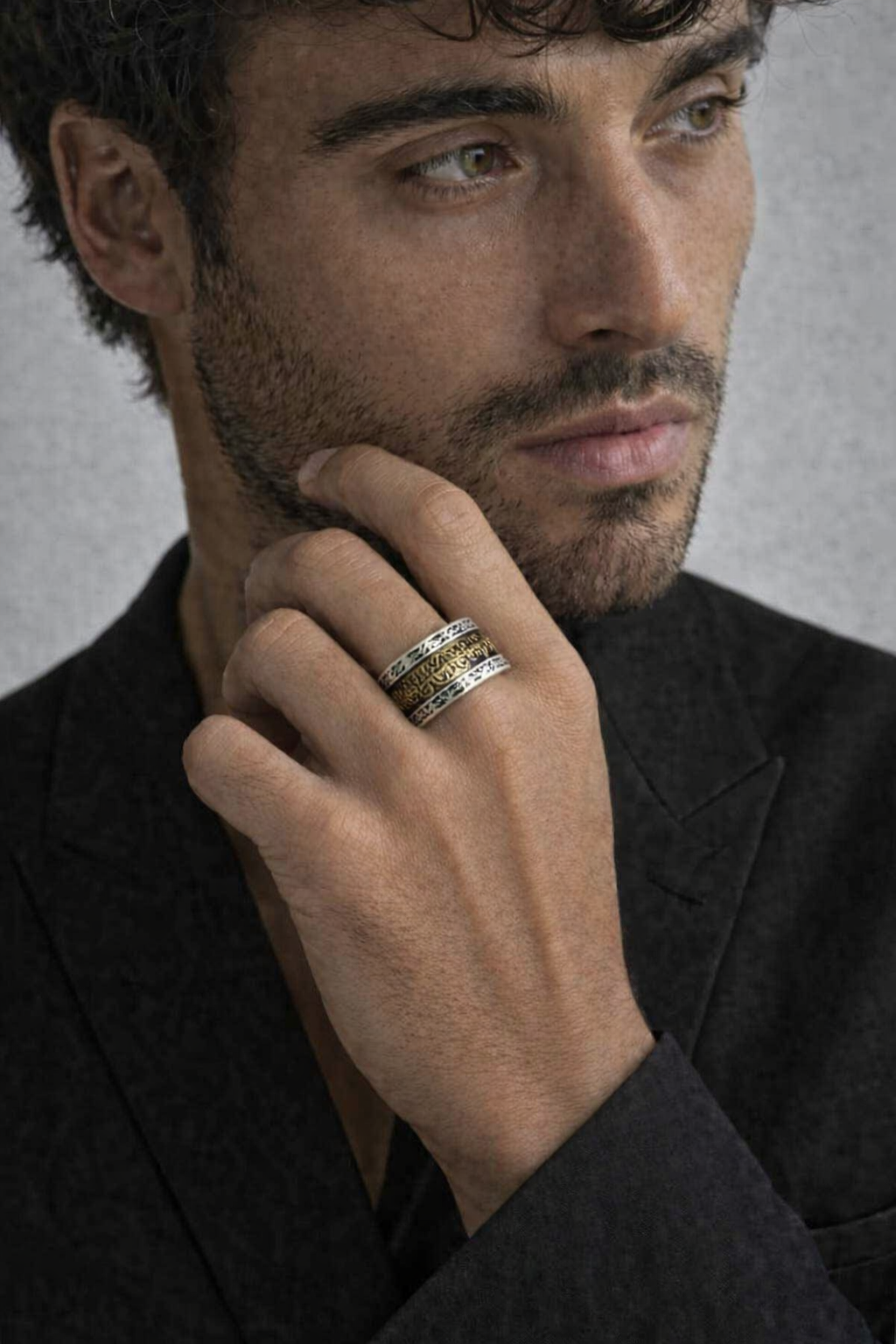 Anello Rune Vichinghe in Rame con Intarsi Argento