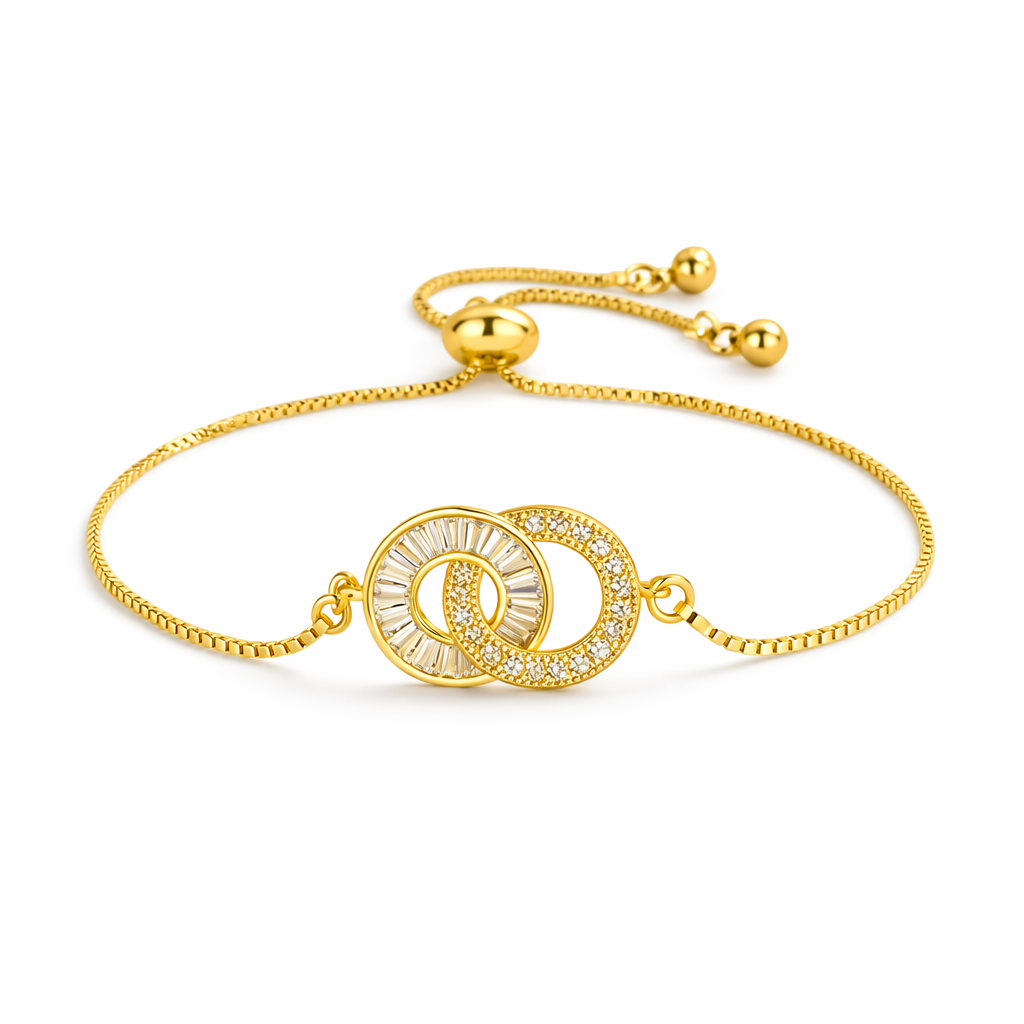Cerchio di Fuoco — Bracciale in Rame Dorato con Diamante