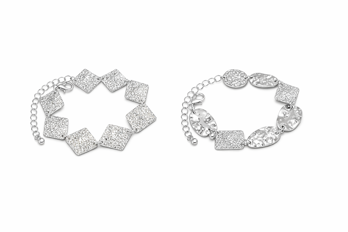 Bracciale Geometrico Square Hammered Round