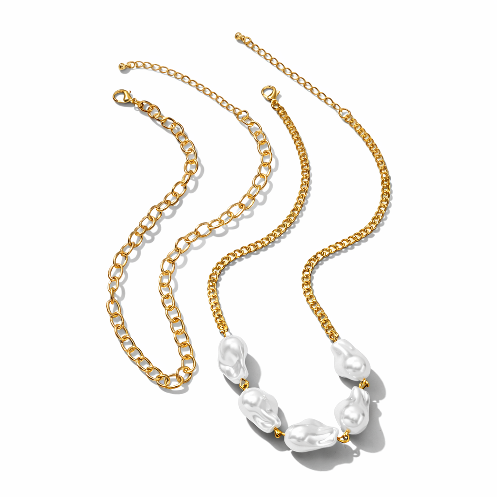 Collana Simple Double-layer con Perle Geometriche