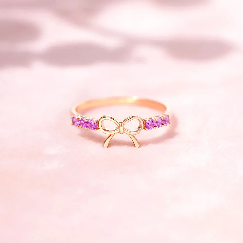 Anello Fiocco in Argento 925 con Placcatura Rosa