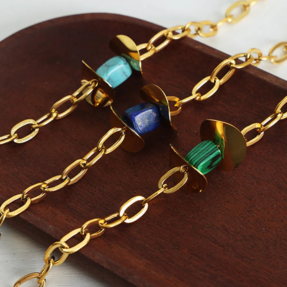 Collana con Pendente in Pietra Naturale e Acciaio Titanio