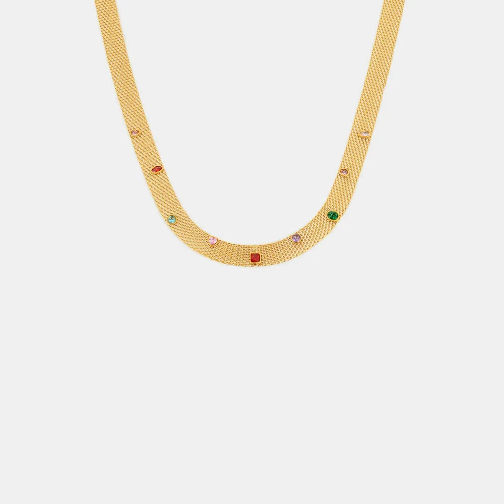 Collana Geometrica con Zirconi Colorati