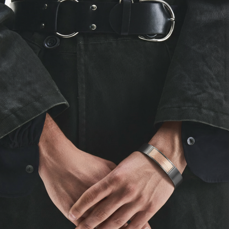 "Chevron Magnetico" – Bracciale Estellamare in argento 925 brunito