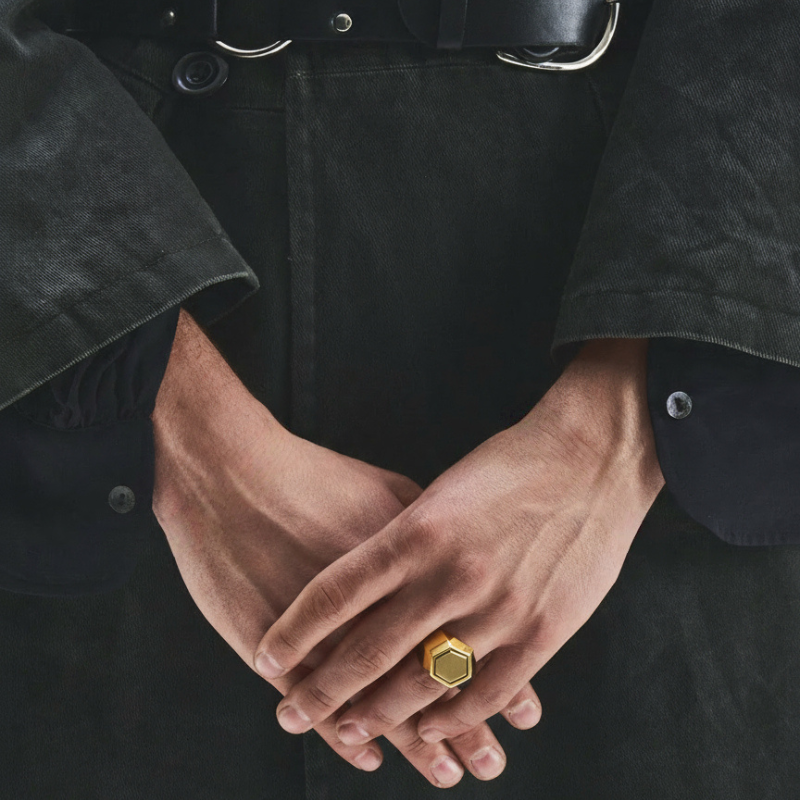 "Sigillo Geometrico" – Anello Estellamare in argento 925 placcato oro