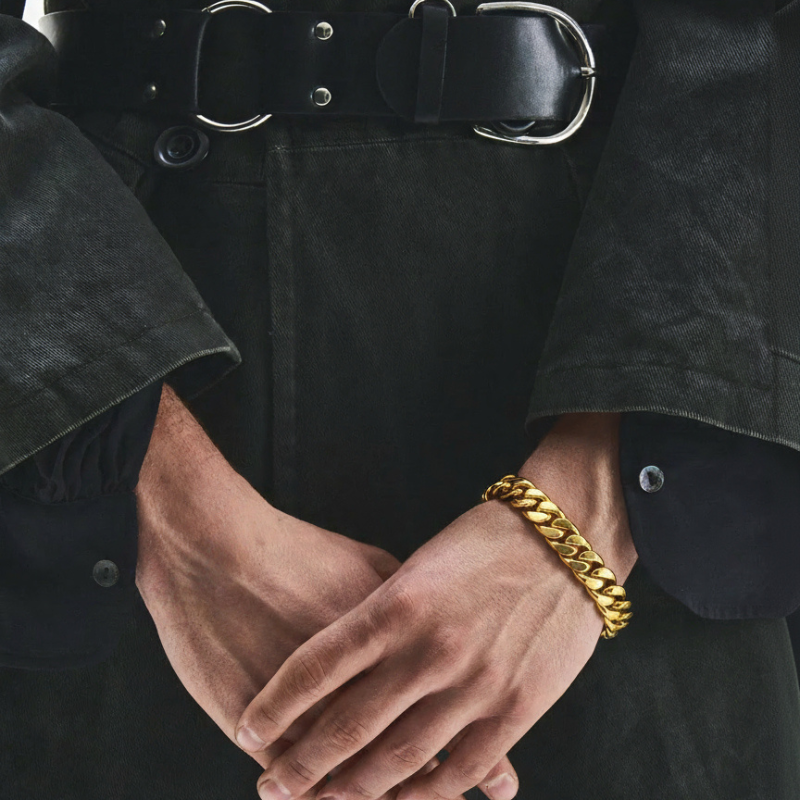 Catena Regale – Bracciale Estellamare in acciaio dorato con maglia imponente