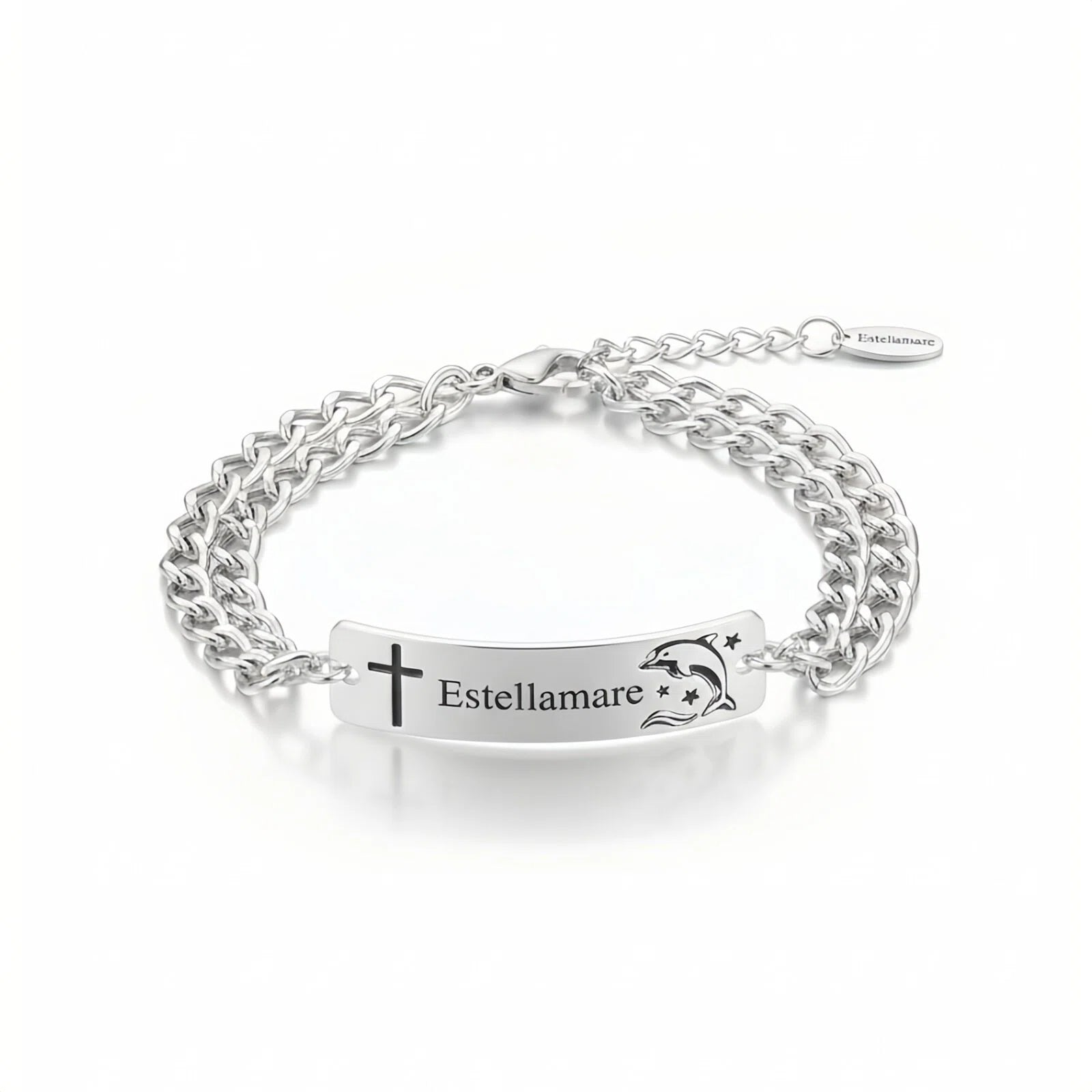 "Stella del Mare" – Bracciale doppia catena con incisioni simboliche Estellamare