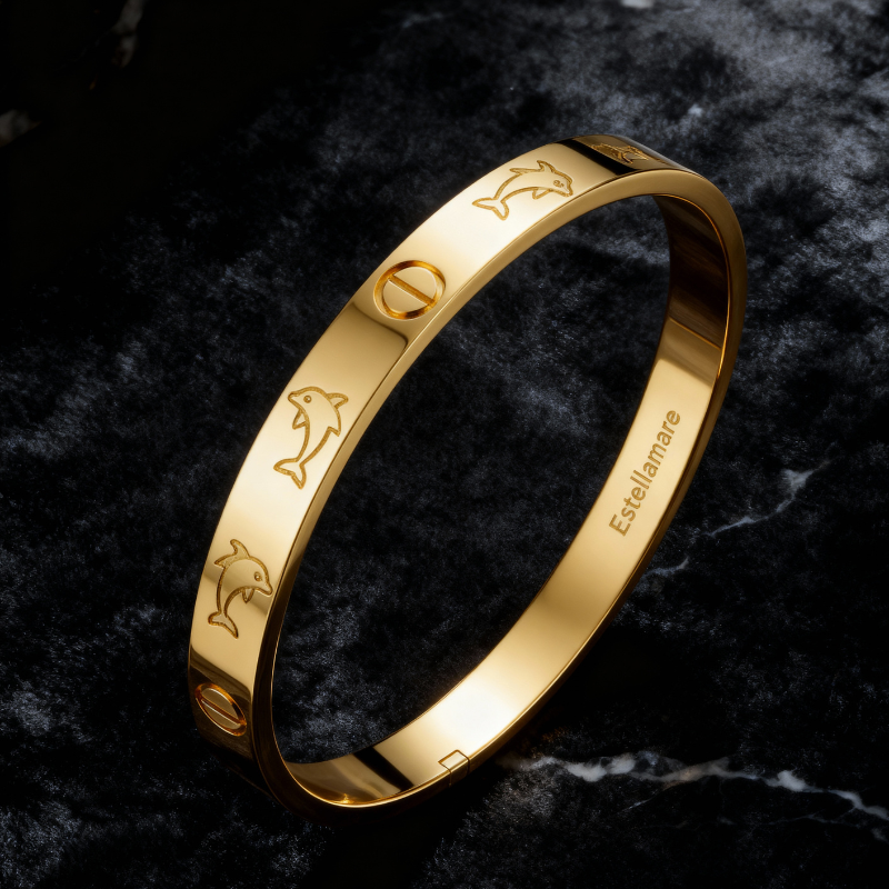 Onda Dorata – Bracciale Delfini Estellamare