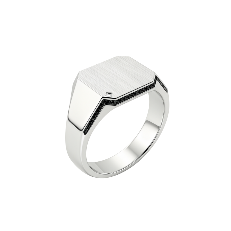 Zenith – Anello Architettonico in Argento con Dettagli Grafici