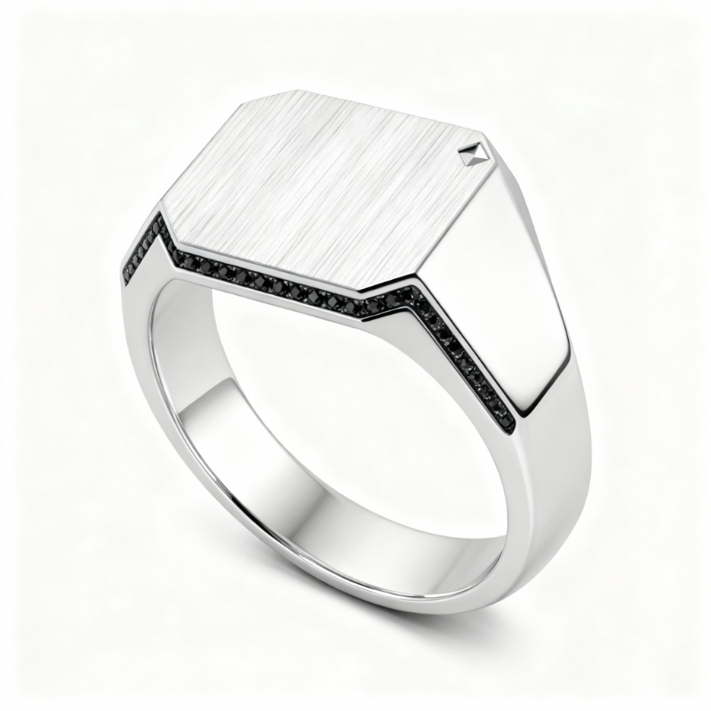 Zenith – Anello Architettonico in Argento con Dettagli Grafici