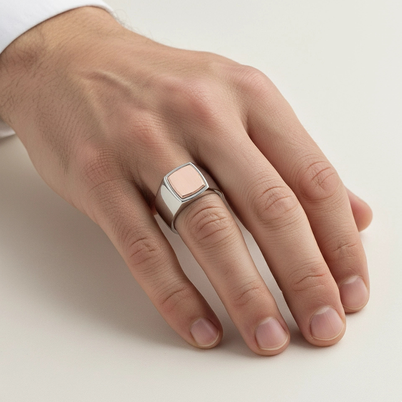 Linea d’Onore – Anello in Argento con Incastro Oro Rosa