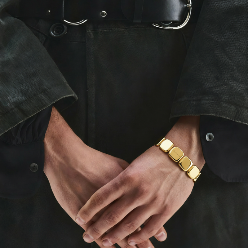 Oro Cubico – Bracciale Estellamare in maglia serpente e placche dorate