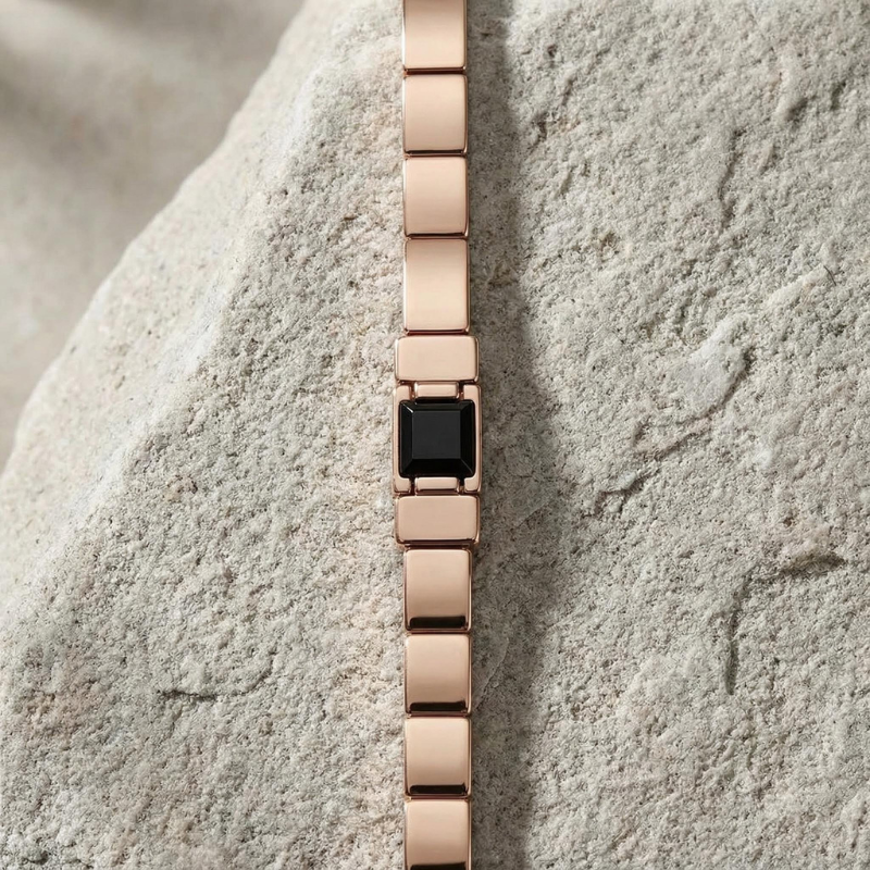 "Eclissi d’Ambra" – Bracciale Estellamare in argento 925 placcato oro rosa