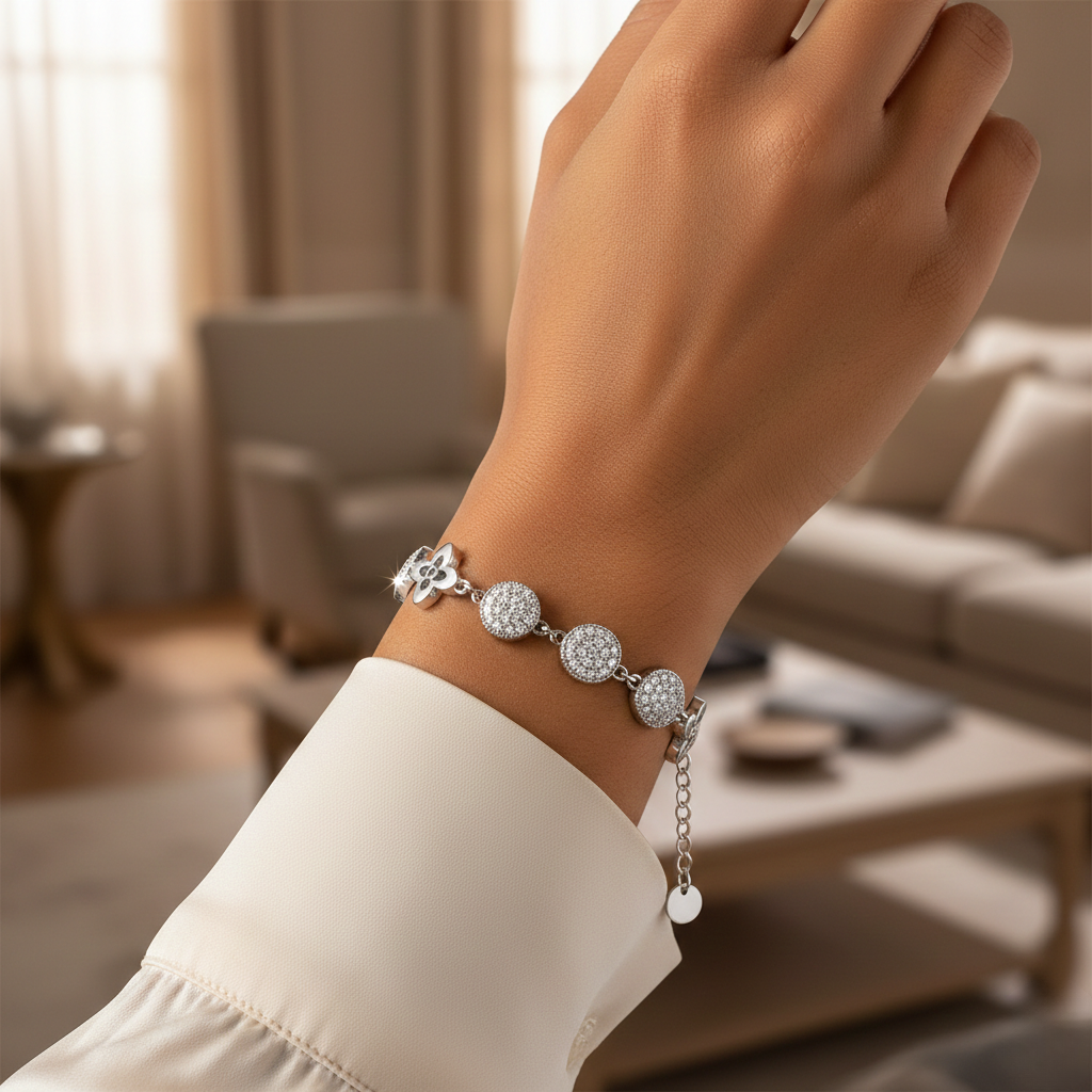 BRACCIALE LUXURY QUADRIFOGLIO E PAVE'