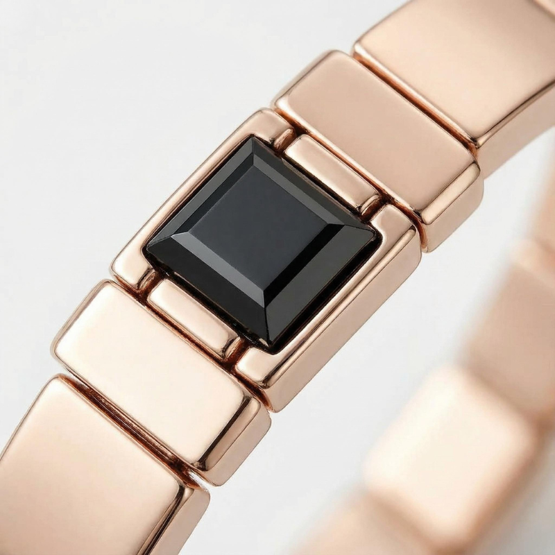 "Eclissi d’Ambra" – Bracciale Estellamare in argento 925 placcato oro rosa