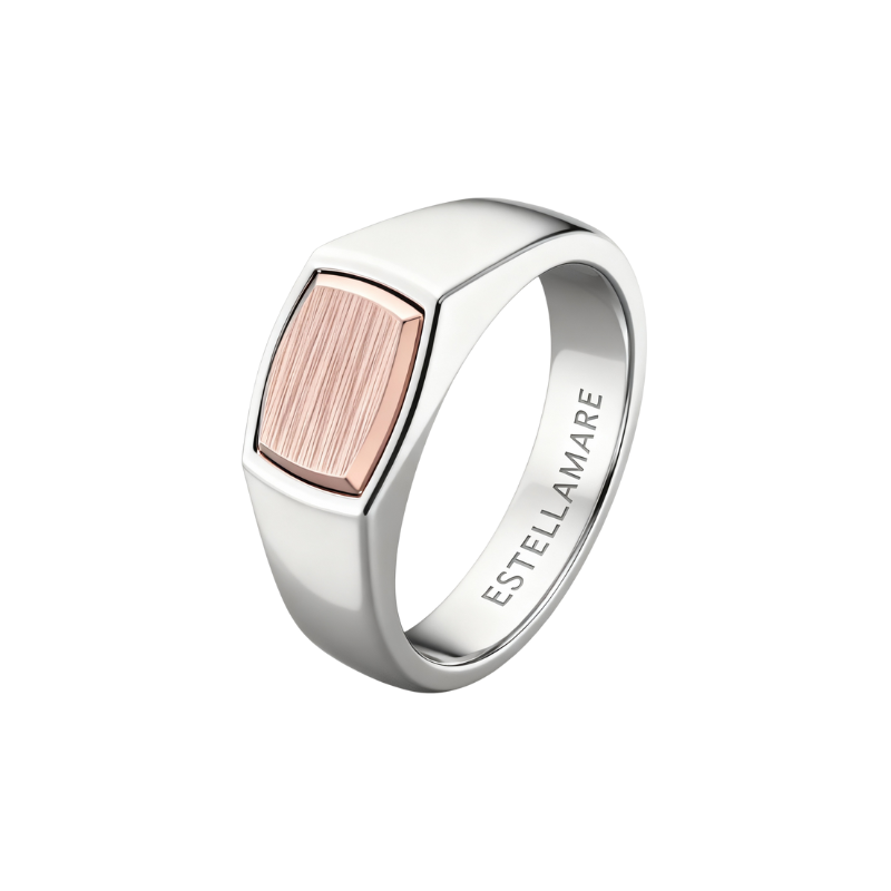 Linea di Marea – Anello in Argento con Incastro Oro Rosa