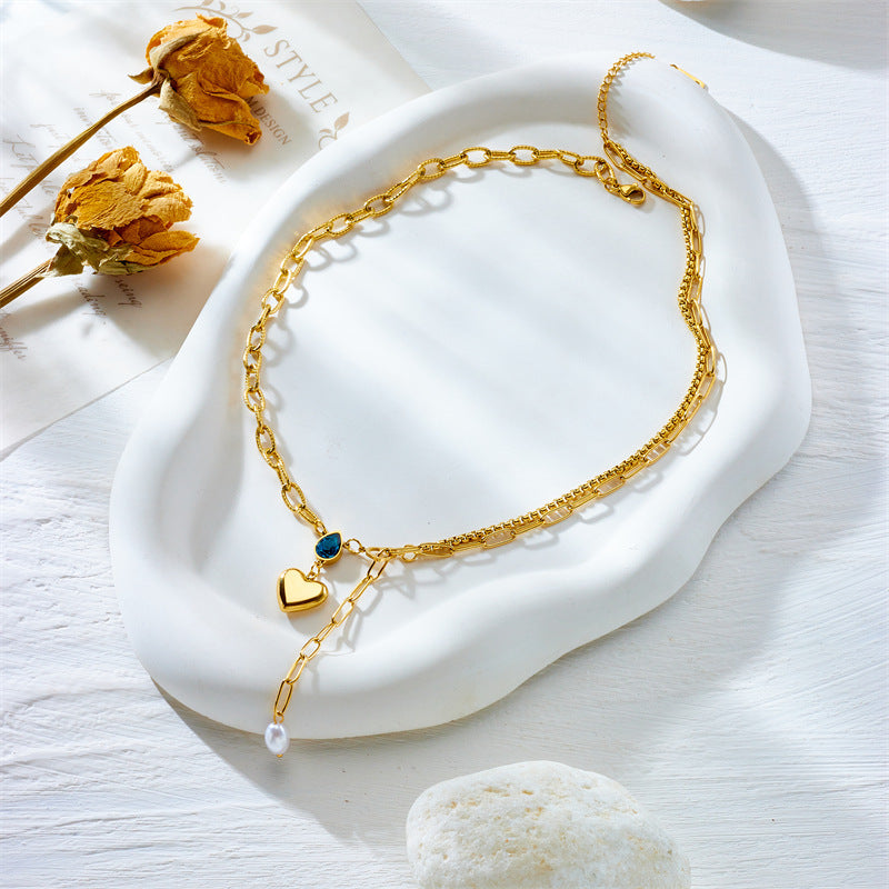 Collana Cuore con Perla e Zircone: Eleganza Romantica e Raffinatezza