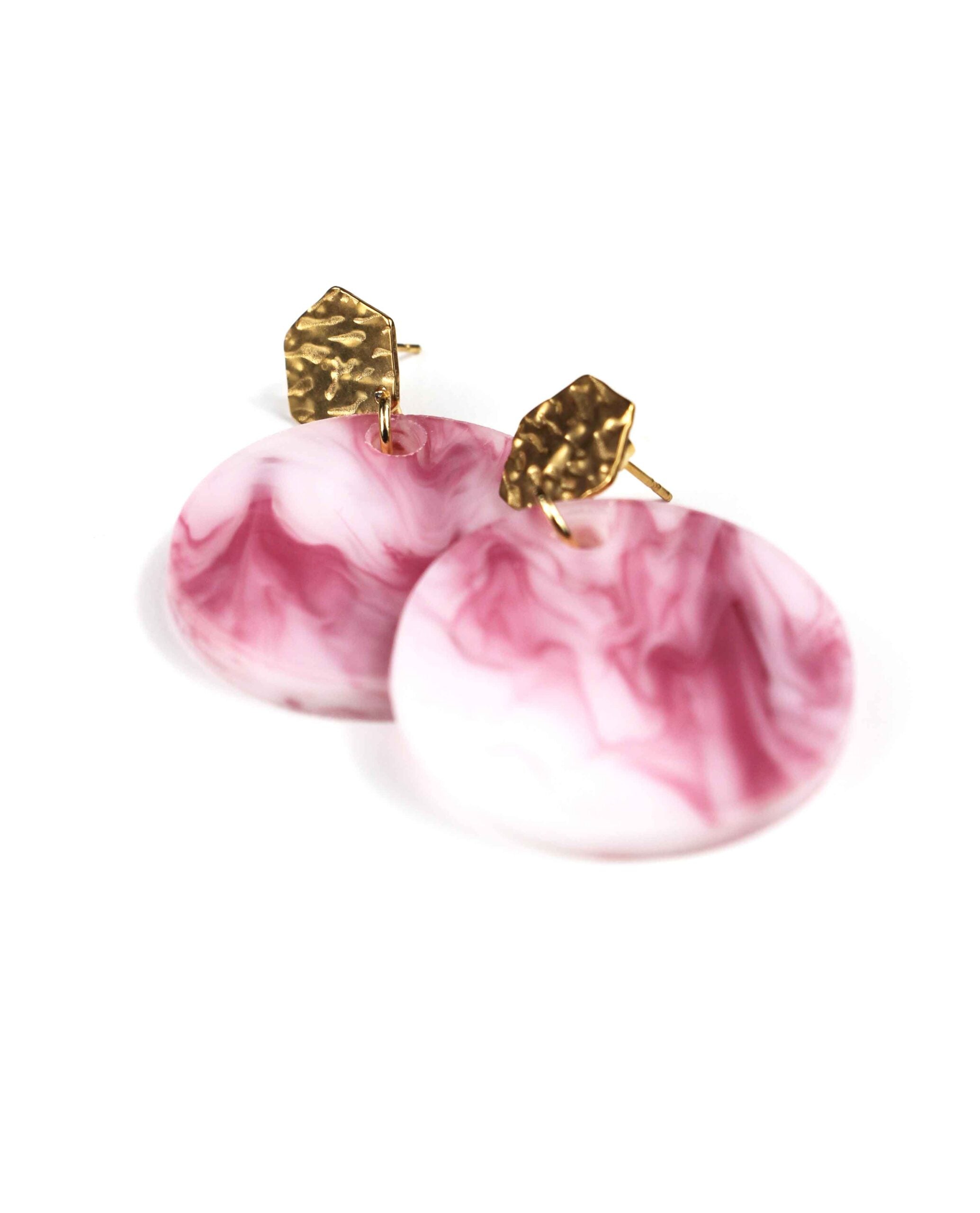 Alba Marmorizzata – Orecchini Rosa & Bianco