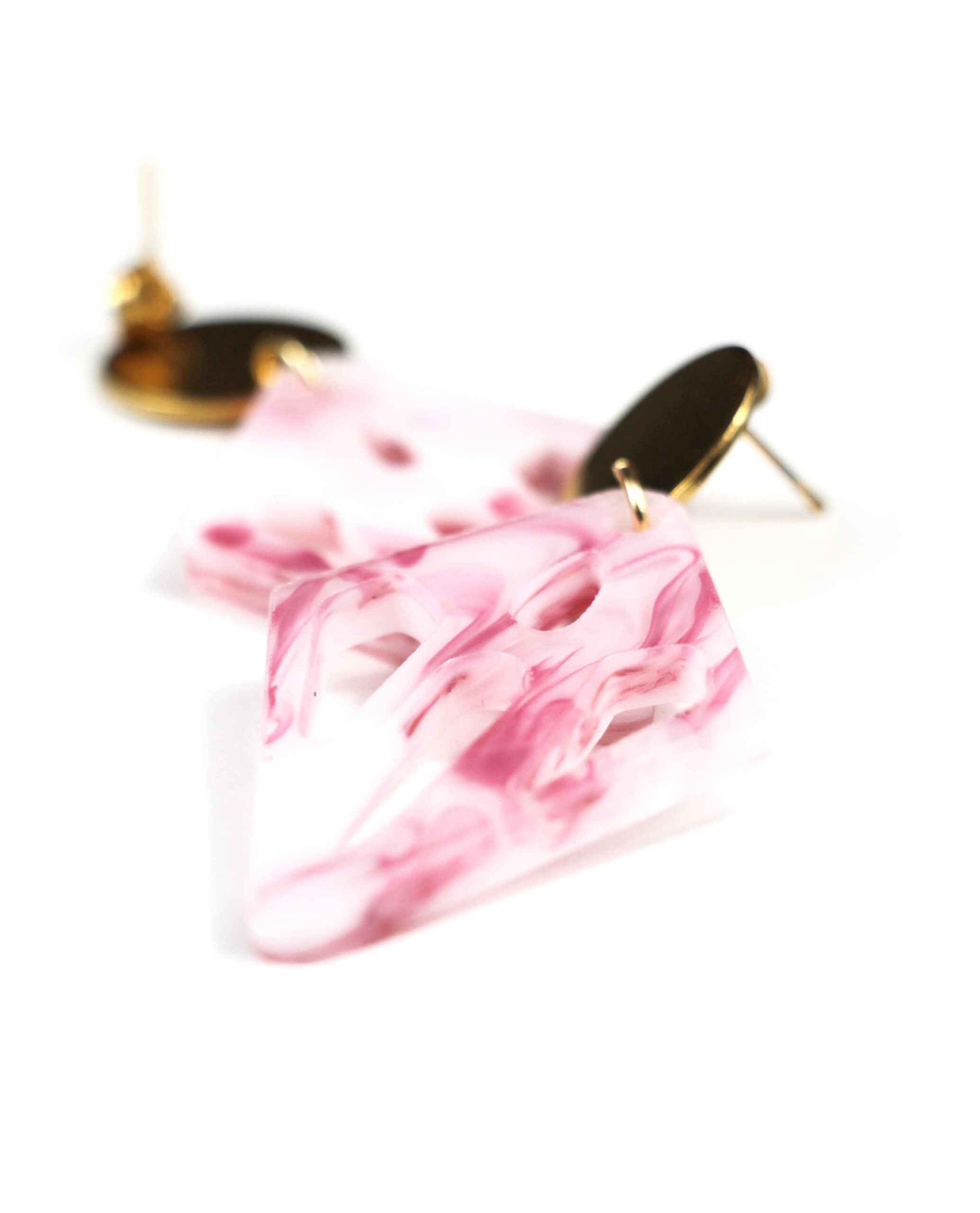 Mármol Rosa Luminoso - Pendientes Elegancia Bicolor