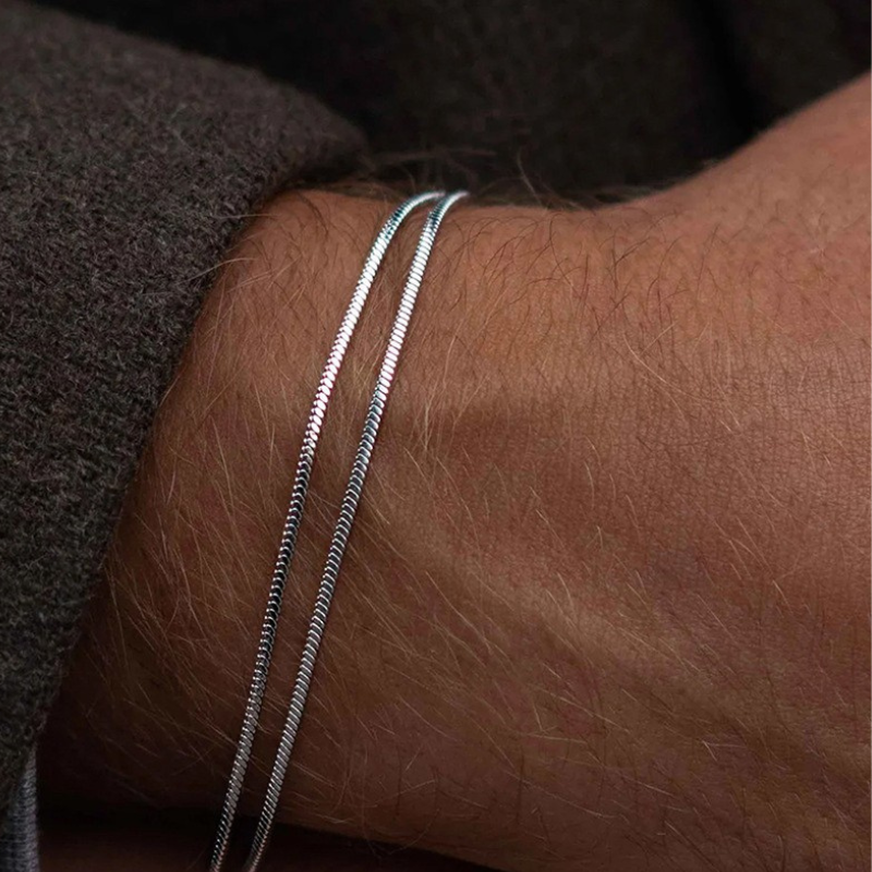 Ossa di Serpente — Bracciale Charme in Acciaio