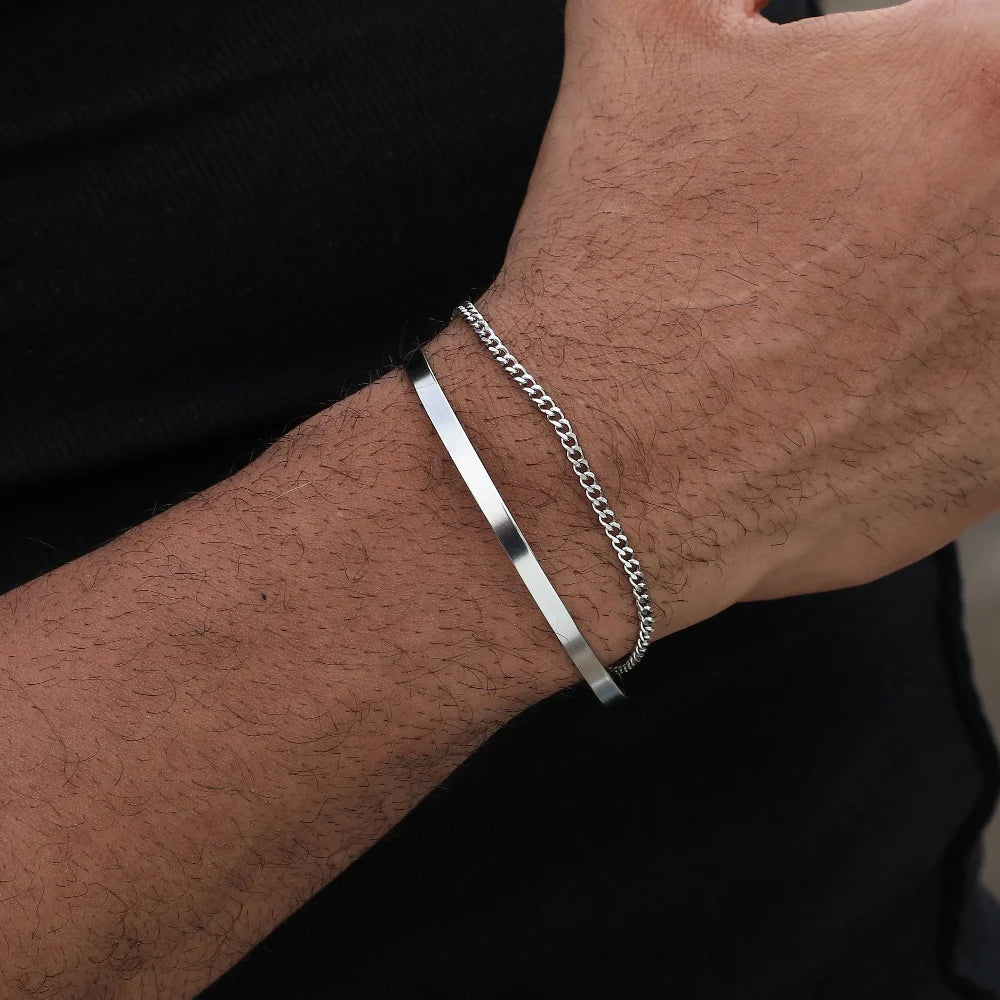 BRACCIALE CATENA CUBANA IN ACCIAIO INOX 3MM