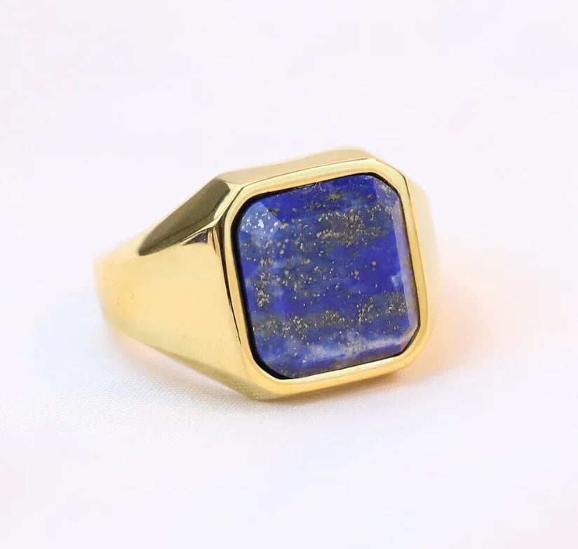 Cuore d’Azzurro — Anello Uomo con Lapislazzuli Naturale