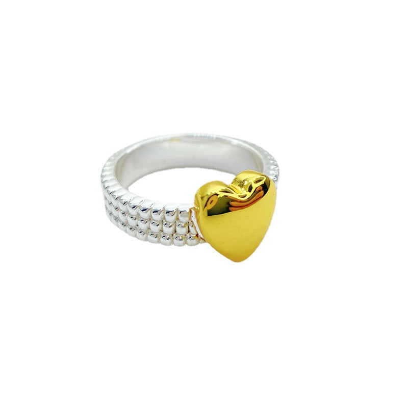 Anello Chiuso in Argento 925 con Cuore Oro