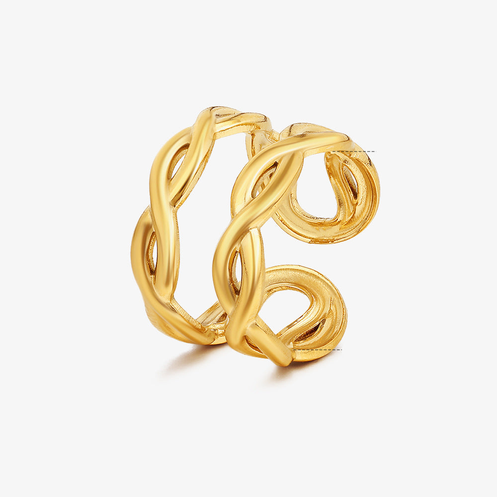 Anello Doppio Strato con Croce: Raffinatezza e Stile Minimalista