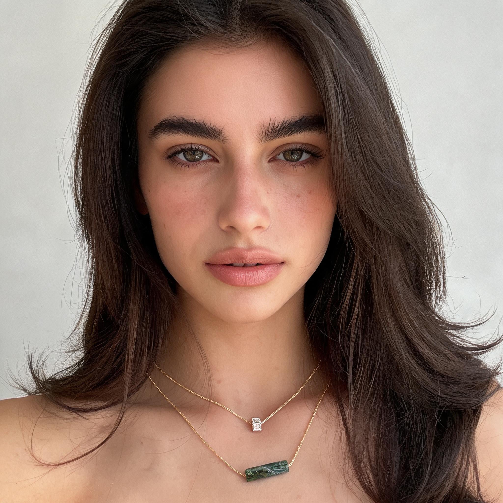 Collana Argento 925 con Pietra Naturale Verde