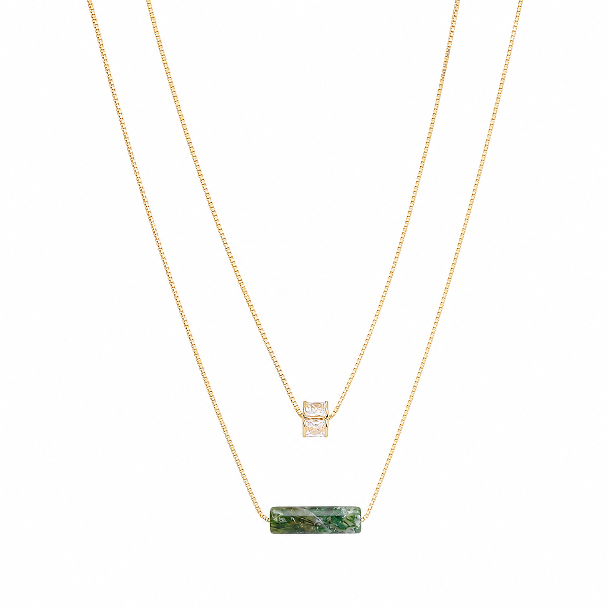 Collana Argento 925 con Pietra Naturale Verde