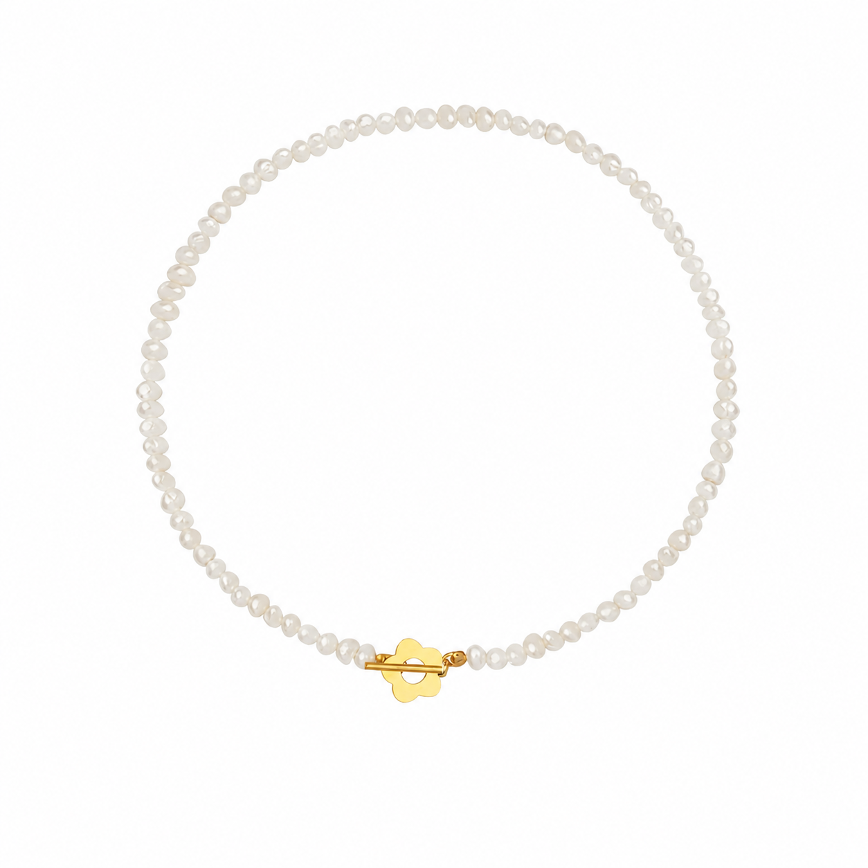 Collana Fiorita con Perla in Acciaio Titanium — Raffinatezza che dura nel tempo
