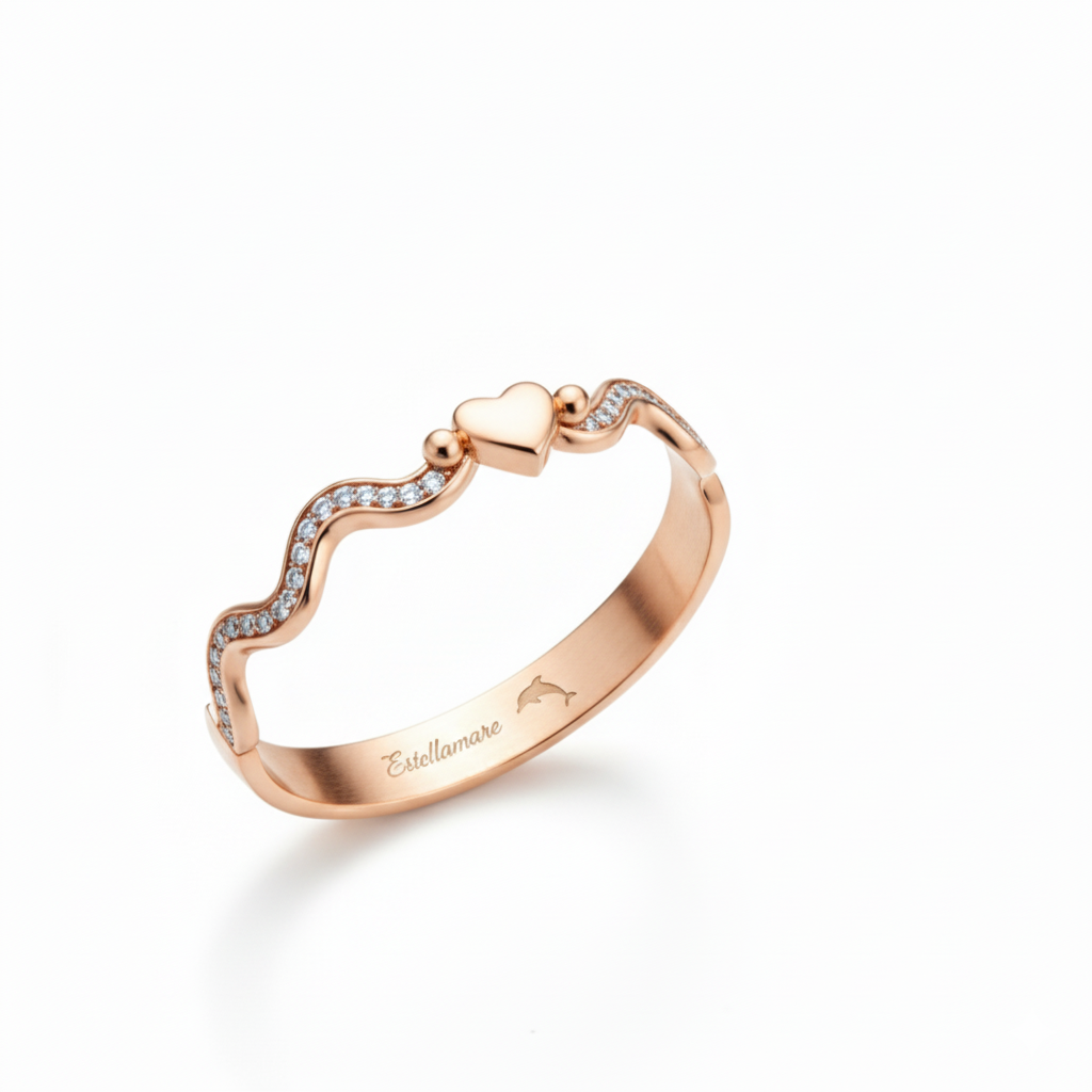 "Onde del Cuore" – Bracciale Estellamare in argento 925 placcato oro rosa
