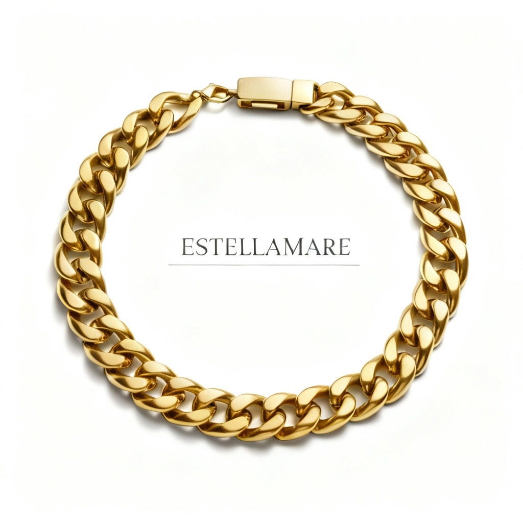 Maglia Regale – Bracciale a catena cubana in acciaio IP gold