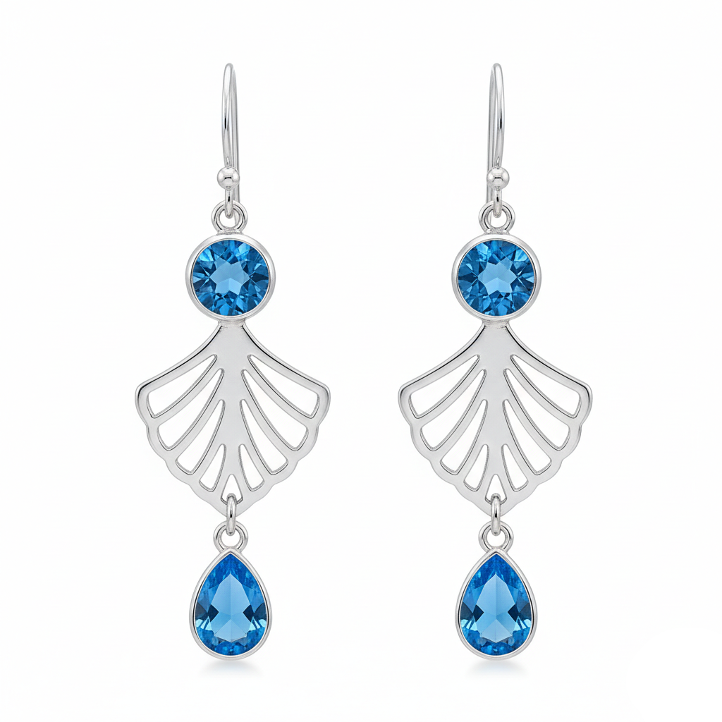 Oceano Cristallino: Orecchini Art Déco con Topazio Blu Svizzero